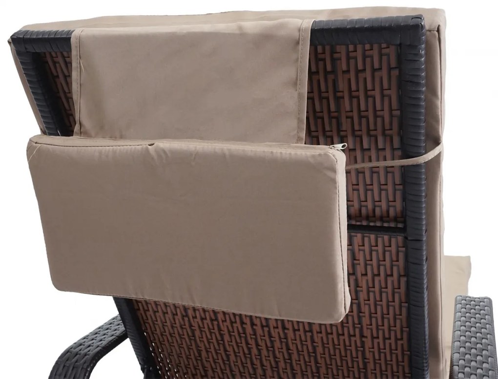 Lehátko Carrara, polyratan / hliník - hnedá, béžový vankúš