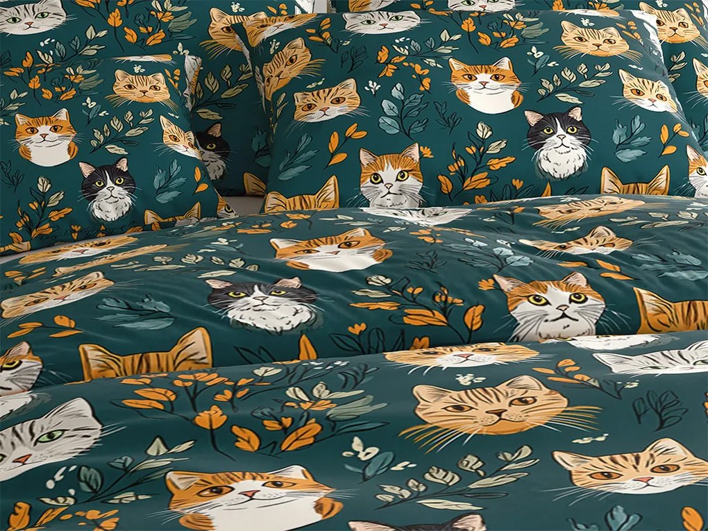 Polybavlnené obliečky CATTAMI POLY tmavozelené Rozmer obliečky: 2 ks 70 x 90 cm | 200 x 220 cm