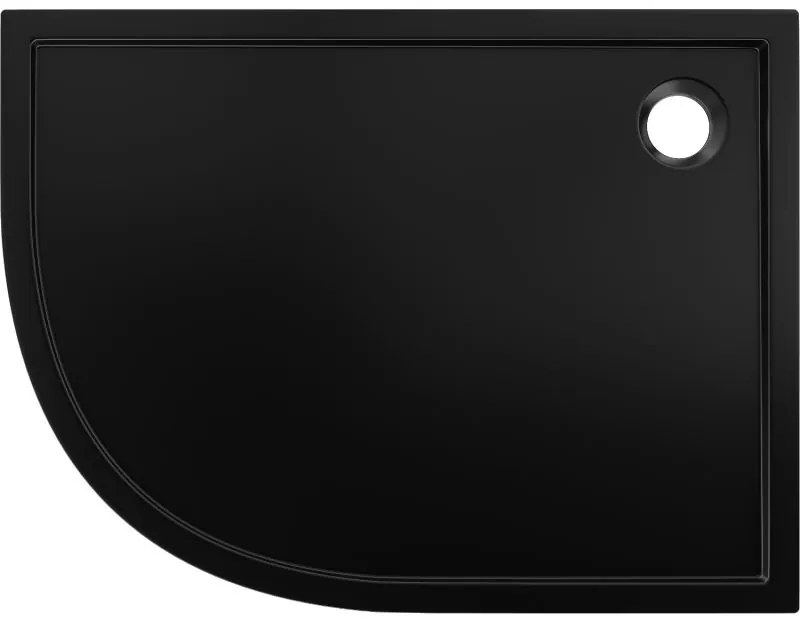 Mexen Flow, asymetrická štvrťkruhová sprchová vanička slim, pravá 90 x 80 cm, čierna matná - 46Q708090R