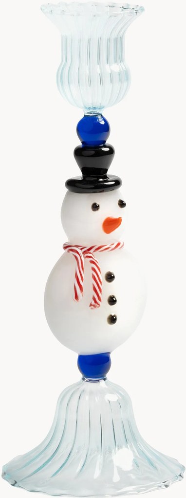 Ručne vyrobený svietnik Merry Snowman
