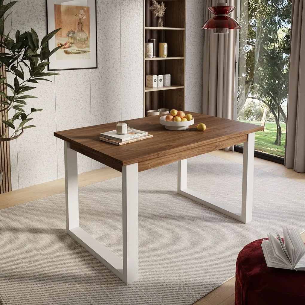 PLUTO JEDÁLENSKÝ STÔL DUB STIRLING / BIELY 125 cm