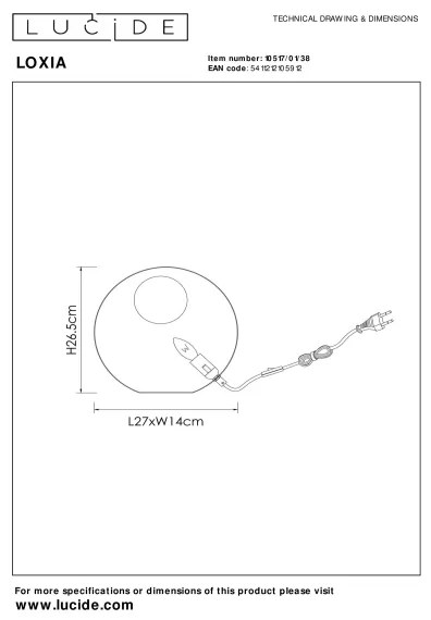 Lucide 10517/01/30 - Stolná lampa LOXIA 1xE14/40W/230V čierna