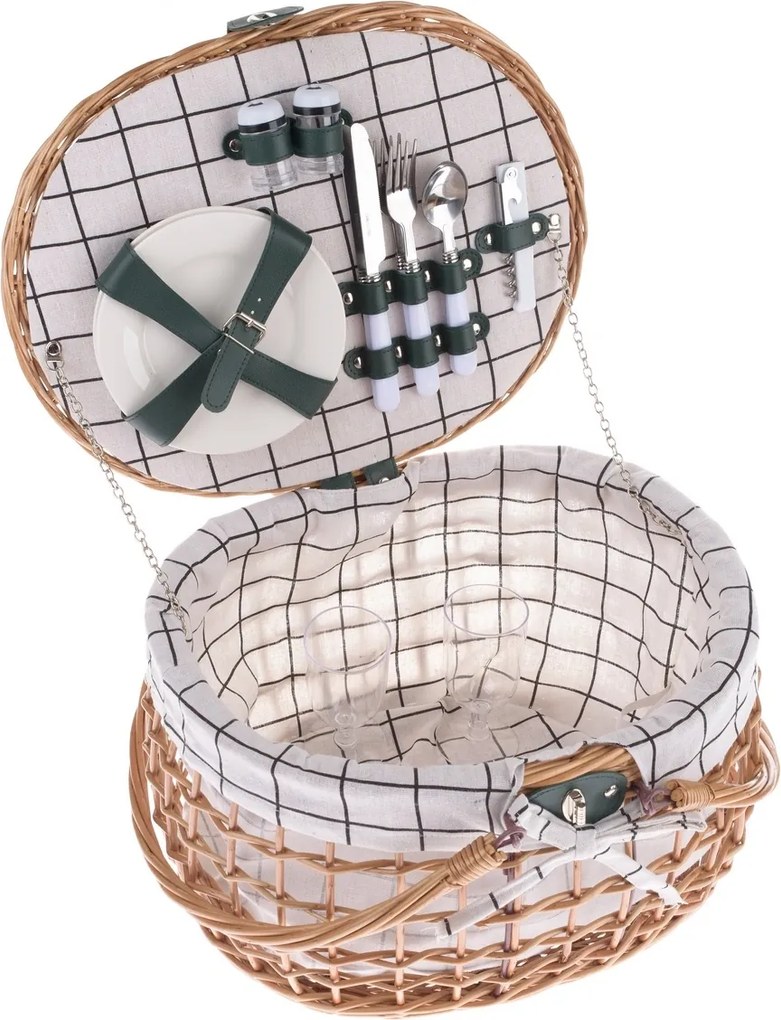 Prútený piknikový kôš pre 2 osoby, 42 x 34 x 25 cm, 2,75 kg