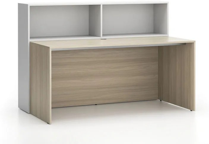 Kancelárska zostava single SEGMENT, 2 police, dub prírodný/biela