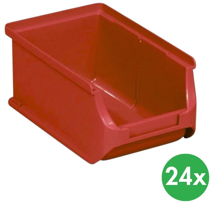Plastové boxy PLUS 2, 102 x 160 x 75 mm, červené, 24 ks