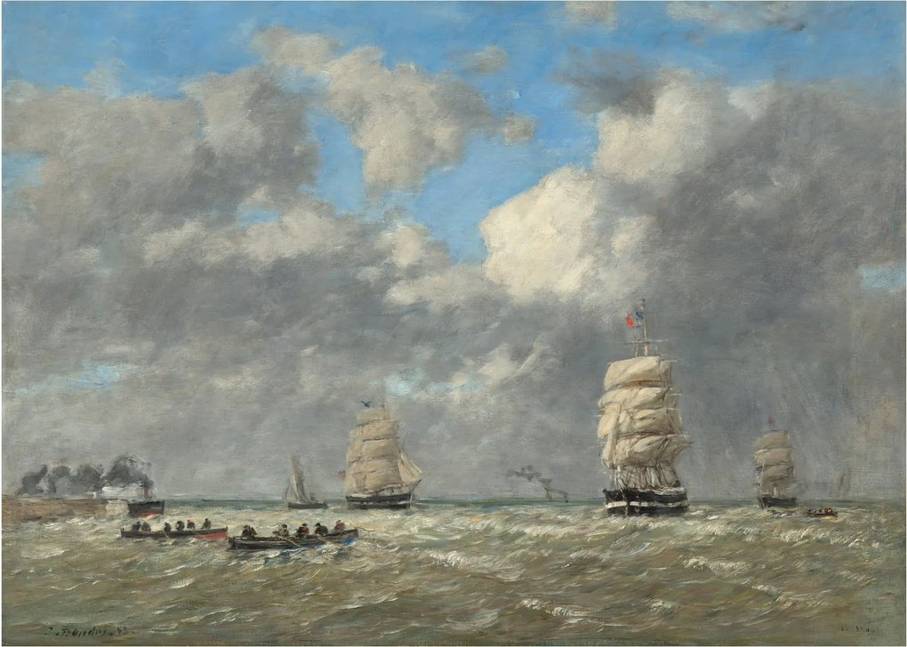 Sklenený obraz - Eugène Boudin, Le Havre, reprodukcia (70x50 cm)