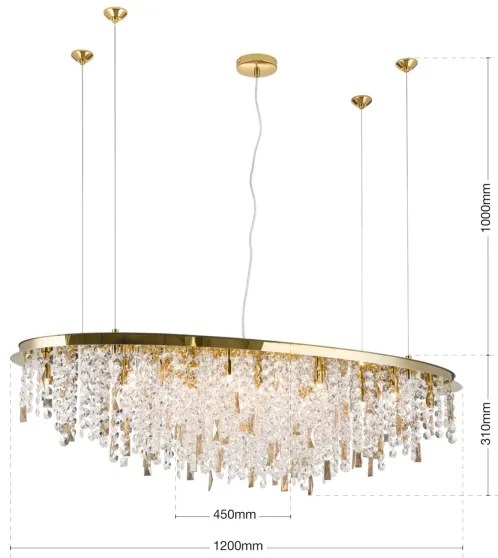 Orion - Krištáľový luster na lanku CRYSTALRIVER 21xG9/40W/230V zlatá