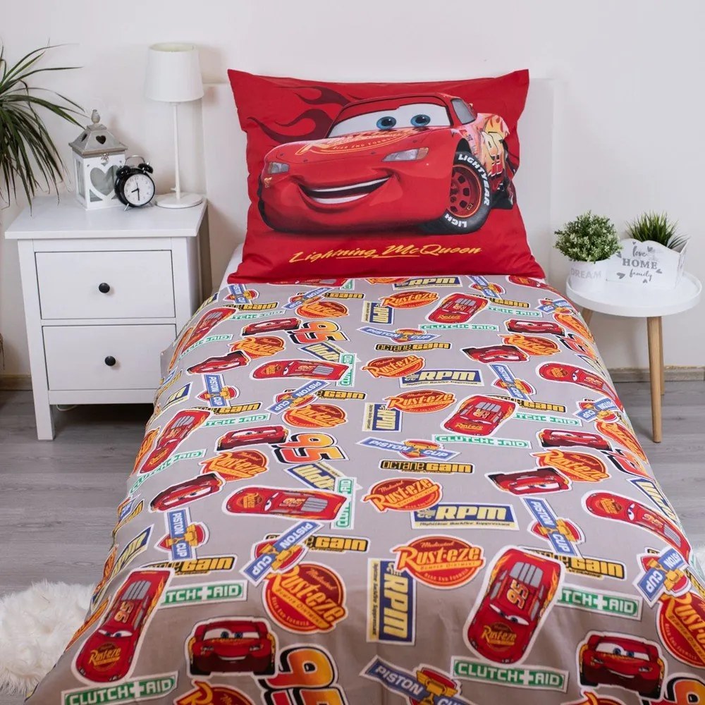 Červené bavlnené detské obliečky na jednolôžko 140x200 cm Cars "Legend" – Jerry Fabrics