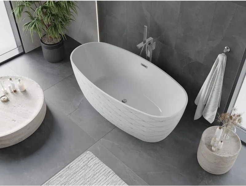 Mexen Olea, voľne stojaca vaňa 170 × 80 cm, biela lesklá, 52821708000-SS