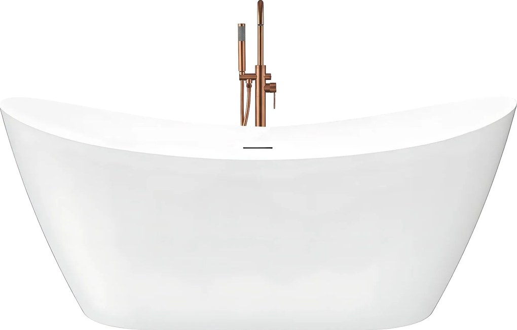 Rea FERRANO Slim, voľne stojaca vaňa 1600×800×720 mm, biela, čierna krytka odtoku, KPL-W6081