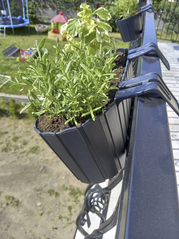 Plastový balkónový kvetináč DDECZ400 38,3 cm - antracit