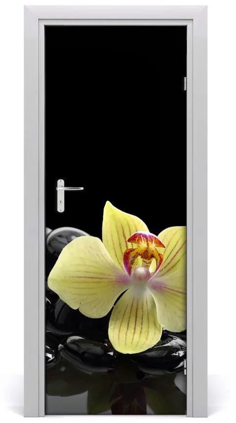 Fototapeta samolepiace Orchidea a kamene 85x205 cm