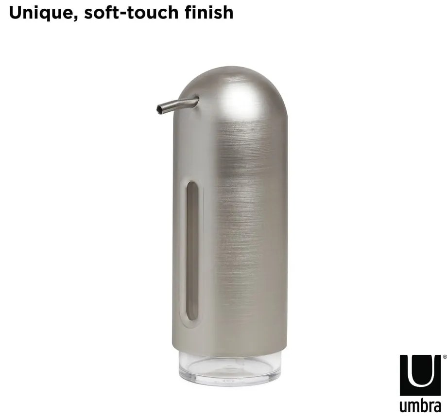 Plastový dávkovač mydla v striebornej farbe 350 ml Penguin – Umbra