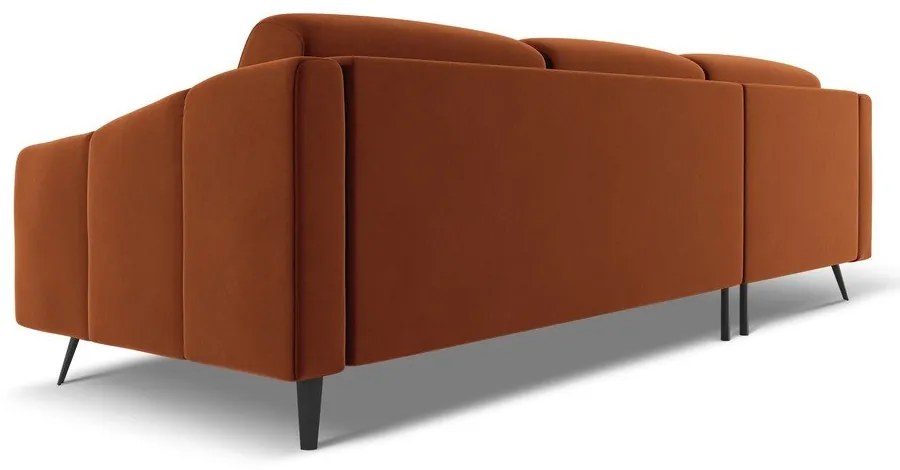 Oranžová zamatová rohová pohovka (ľavý roh) Nalu – Makamii