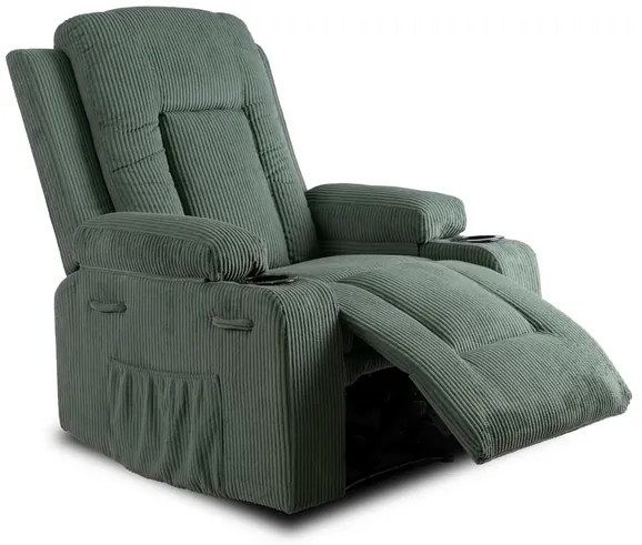 Masážne polohovateľné kreslo ARIEN zelený manšester - vintino.sk