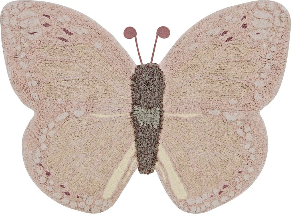 Lorena Canals, Kusový koberec Baby Butterfly, 90x120, ružová, detská izba
