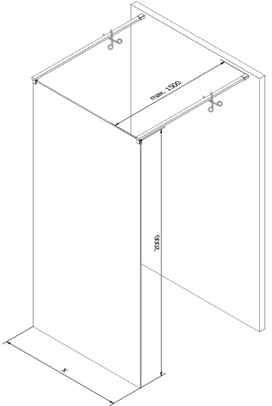 Mexen Kioto, sprchová zástena Walk-In 160 x 200 cm, 8mm číre sklo, grafitový profil, 800-160-002-95-00