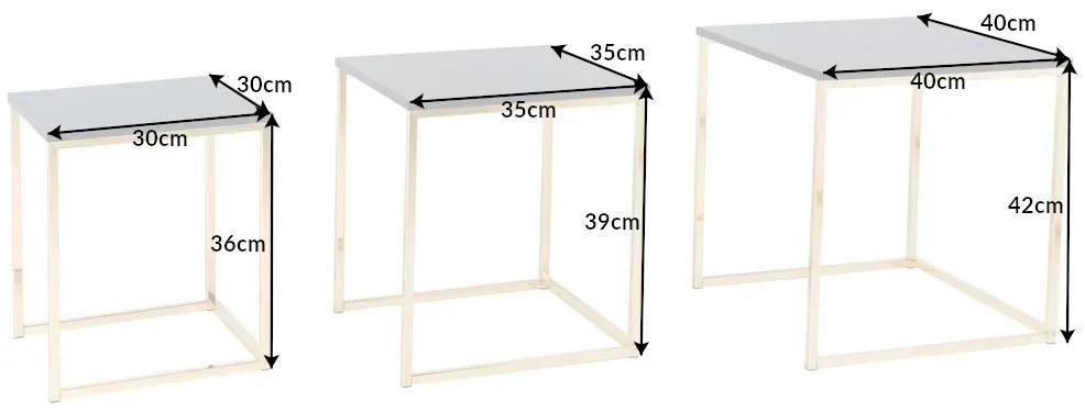 Set 3 odkladacích stolíkov Factor antracitový - Skladom na SK