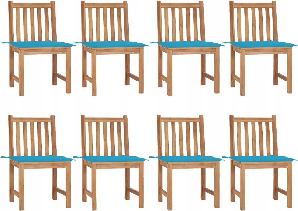 vidaXL Záhradné stoličky 8 ks s podložkami tíkový masív