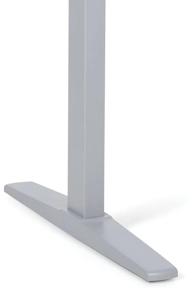 Výškovo nastaviteľný stôl, elektrický, 675-1325 mm, rohový pravý, doska 1600x1200 mm, sivá podnož, wenge