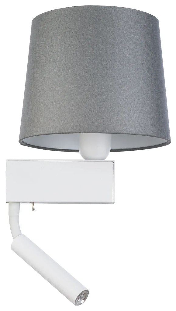 NOWODVORSKI Nástenná moderná lampa s LED čítacím ramenom CHILLIN, 1xE27, 40W, šedá, biela