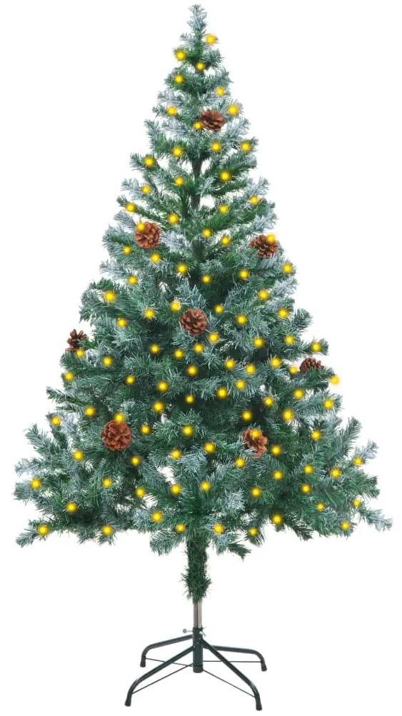 vidaXL Vianočný stromček s LED a borovicovými šiškami 150 cm