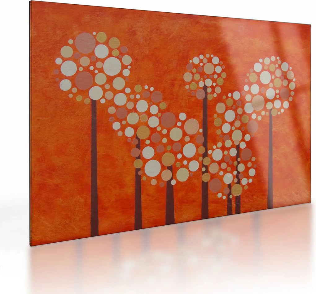Sklenený obraz - Oranžový les (70x50 cm)