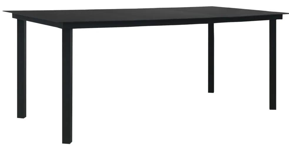 Záhradný jedálenský stôl čierny 190x90x74 cm oceľ a sklo