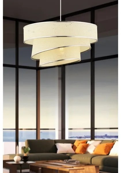 Luster na lanku COUPER 1xE27/60W/230V biela/lesklý chróm