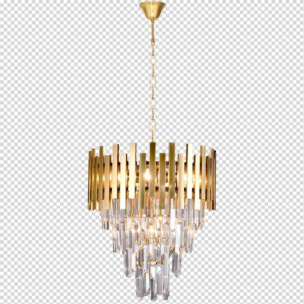 EUlight Luster Aspen II, 1x krištáľové/zlaté kovové tienidlo, (fi 45cm), g