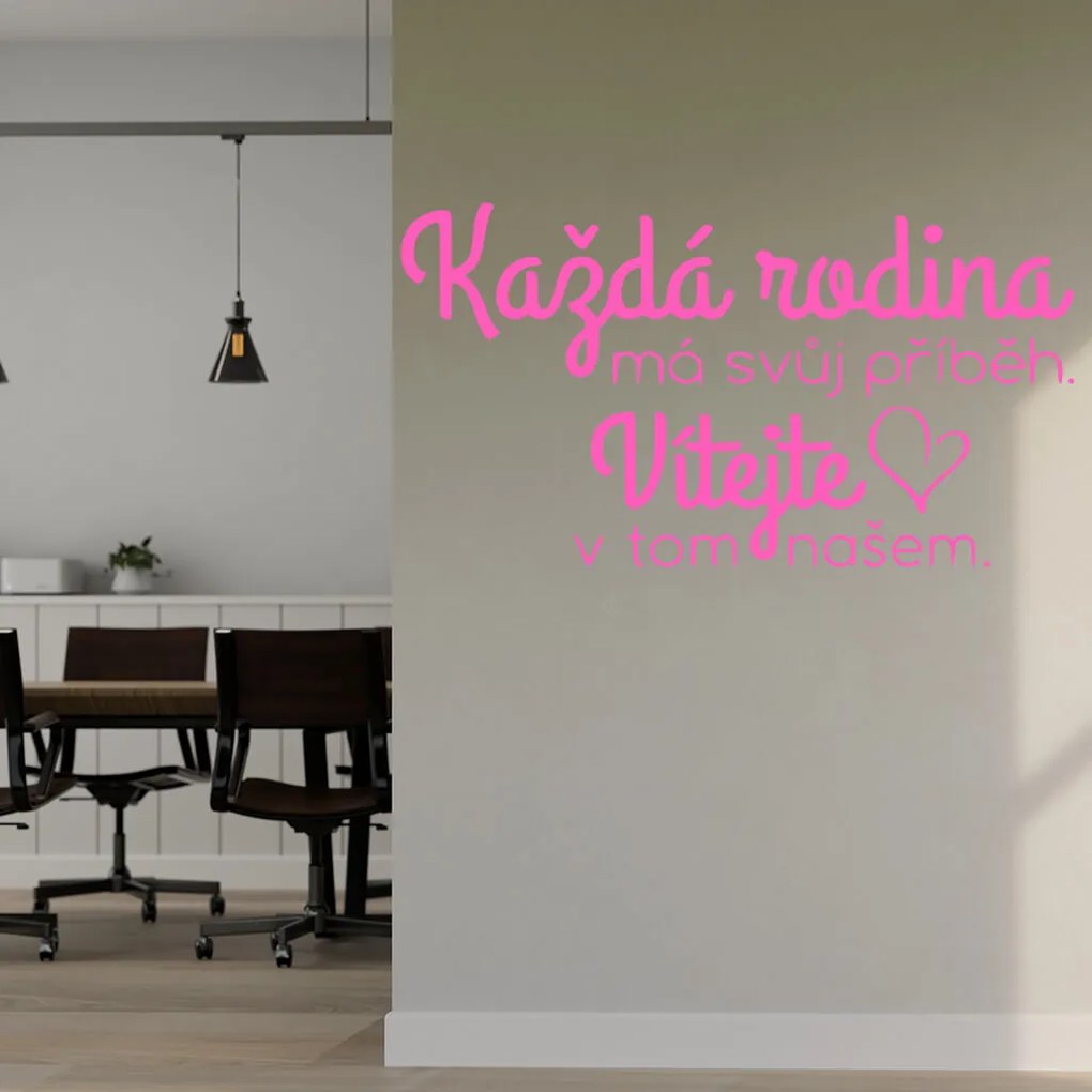 Veselá Stena Samolepka Každá rodina má svoj príbeh Farba: oranžová, Veľkosť: 80 x 45 cm