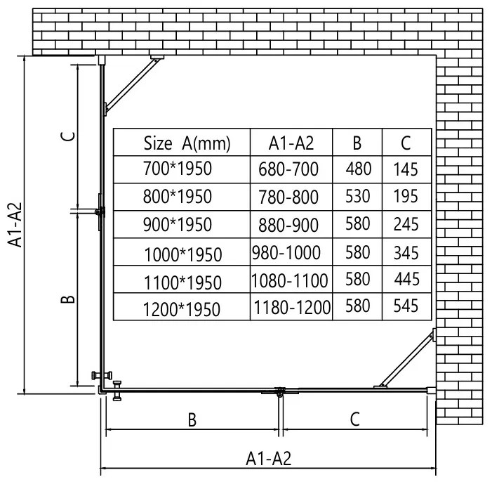 Erga Bern Double, sprchový kút s 2-krídlovými dverami 100(dvere) x 110(dvere) x 195 cm, 6mm číre sklo, čierny profil, ERG-V02-BERN-D100D110-CL-BK