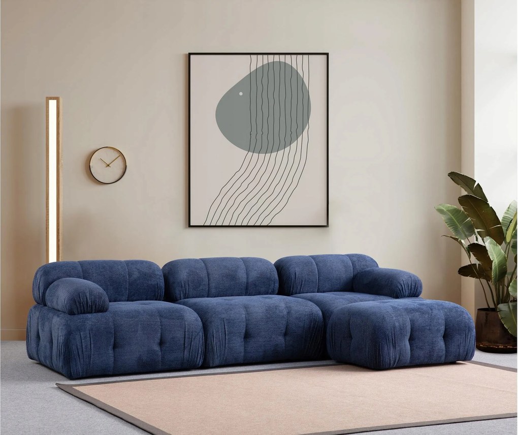 Rohová sedacia súprava Pettit 3 (tmavomodrá)