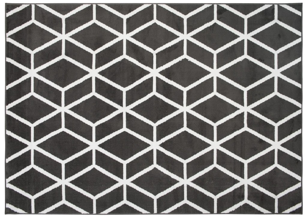 Moderný koberec C434A DARK GREY/WHITE BALI PP White Rozmer: 180x250