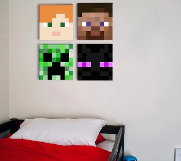 Minecraft obraz - Najlepšie postavičky na plátne - Alex, Steve, Enderman, Creeper | rôzne rozmery