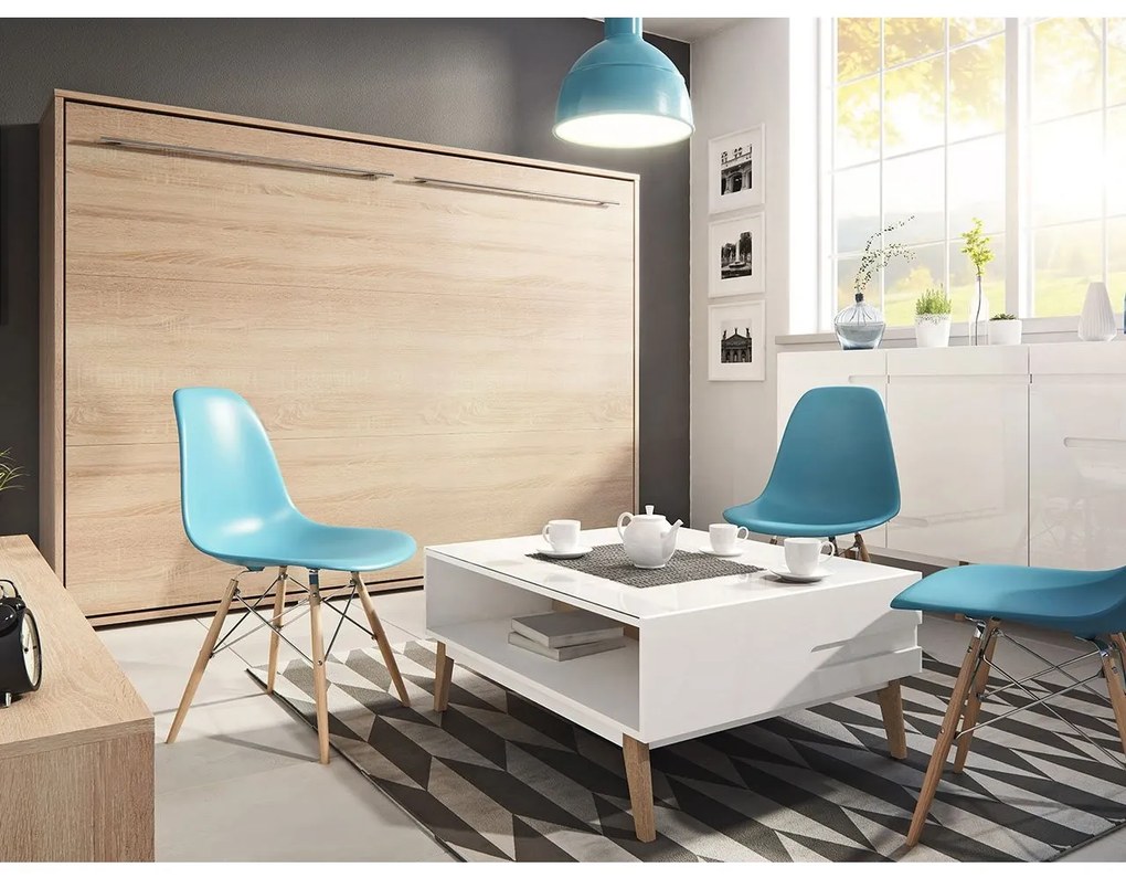 Skladacia posteľ Concord Pro II, Farby: biely / biely lesk, Rozmer postele: 90x200