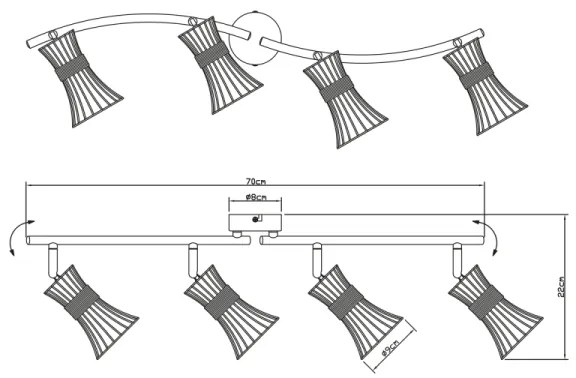 Globo 54814-4 - Bodové svietidlo PURRA 4xE14/40W/230V