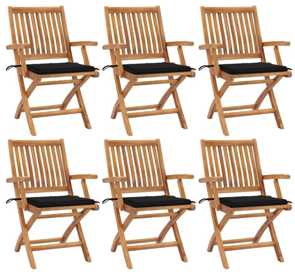 Skladacie záhradné stoličky s podložkami 6 ks tíkový masív 3072757