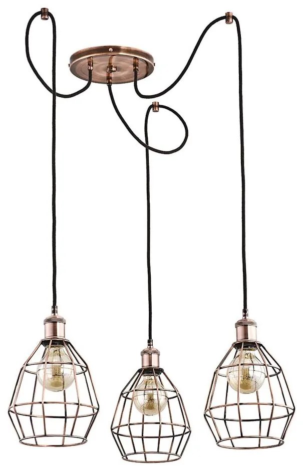 Luster na lanku FIREFOX 3xE27/15W/230V pavúk bronzová