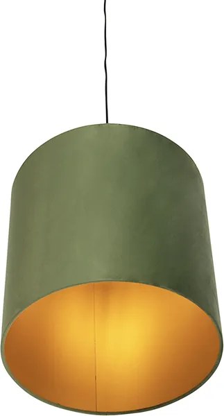 Závesné svietidlo s tienidlom z zamatu zelená so zlatom - Combi