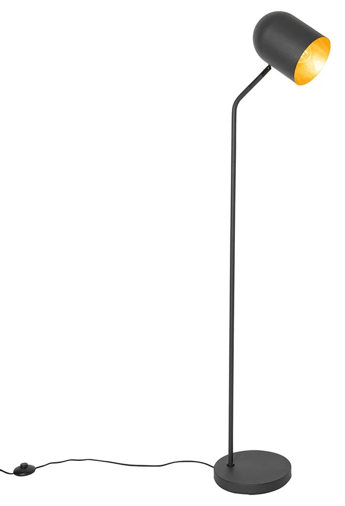 Moderná stojaca lampa čierna so zlatom nastaviteľná - Morik