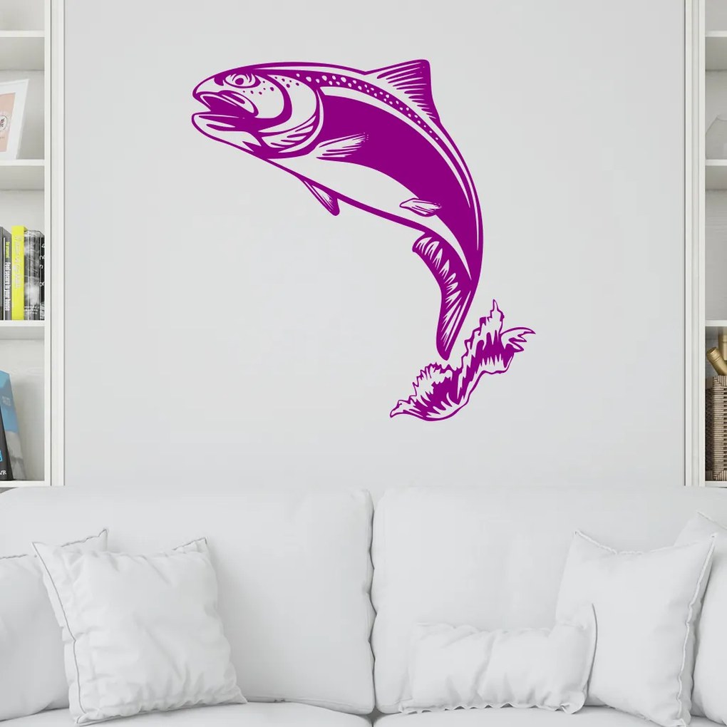 Veselá Stena Samolepka na stenu na stenu Pstruh Farba: černá