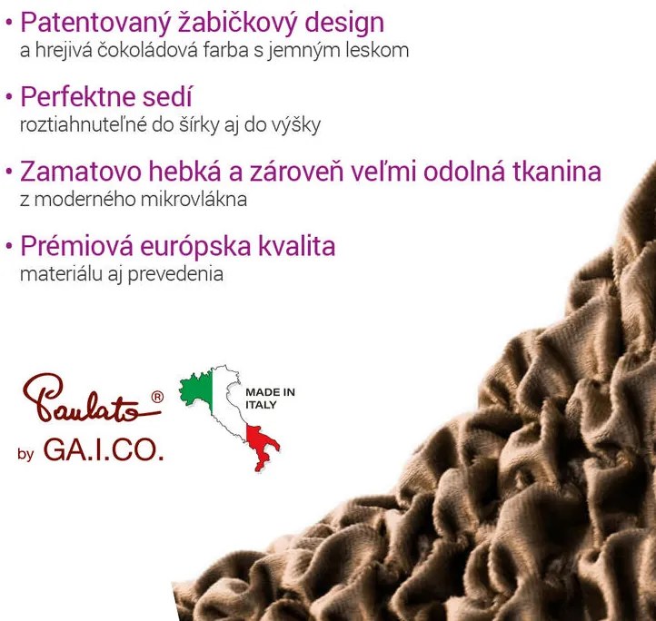 Bielastické poťahy VELVET hnedé kreslo (š. 60 - 110 cm)
