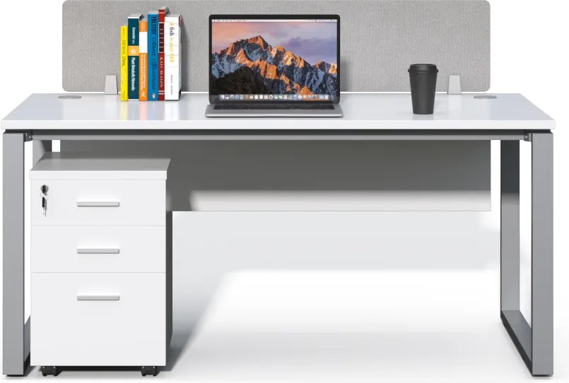 Kancelársky stôl s kontajnerom Houseland Prime Max 01 160 cm biely