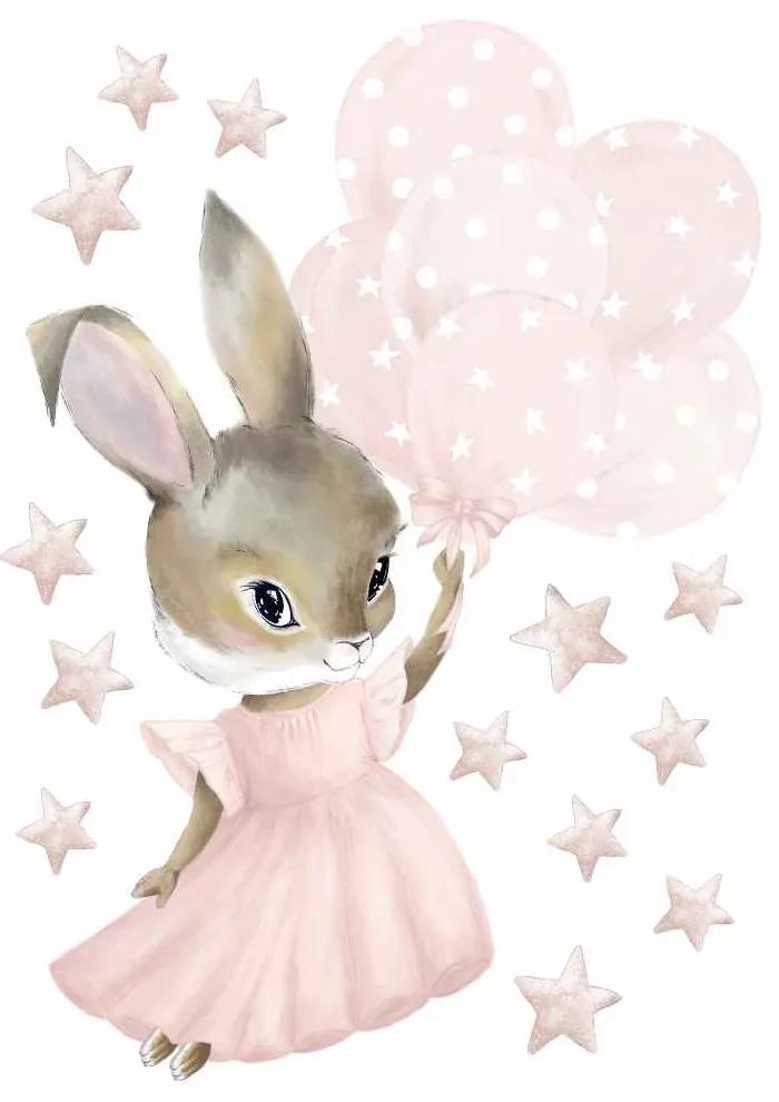 Gario Detská nálepka na stenu Pastel bunnies - zajačik s balónmi