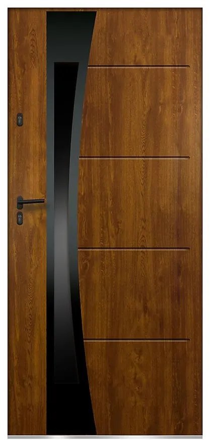 Dvere vchodové Asteria P55 90L zlatý dub