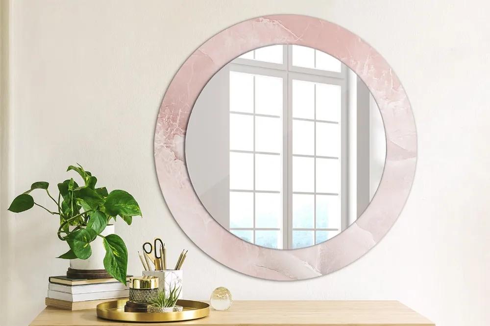 Okrúhle ozdobné zrkadlo na stenu Ružový kameň fi 60 cm