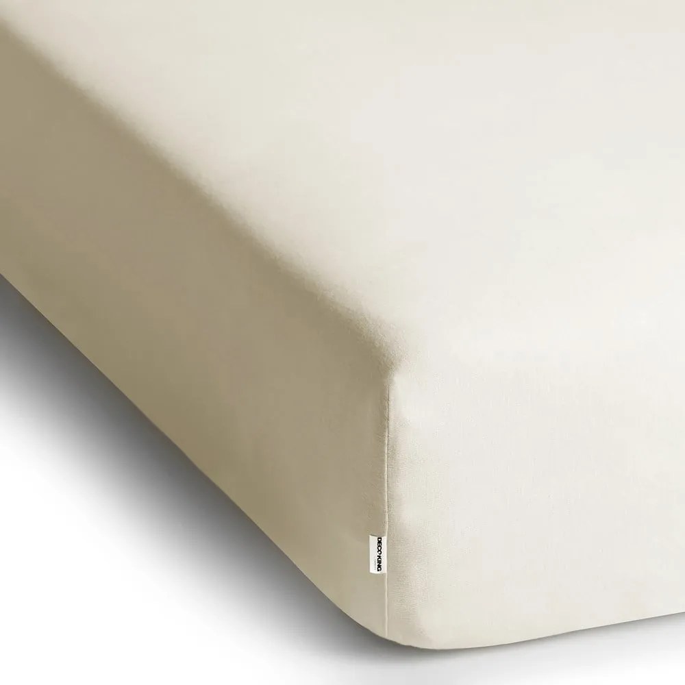 Biela/krémová napínacia plachta jersey 220x200 cm Amber – Restilo