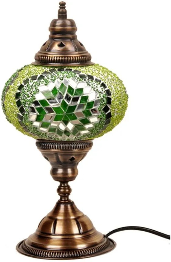 Stolová sklenená lampa Mosaic Emerald, ⌀ 17 cm