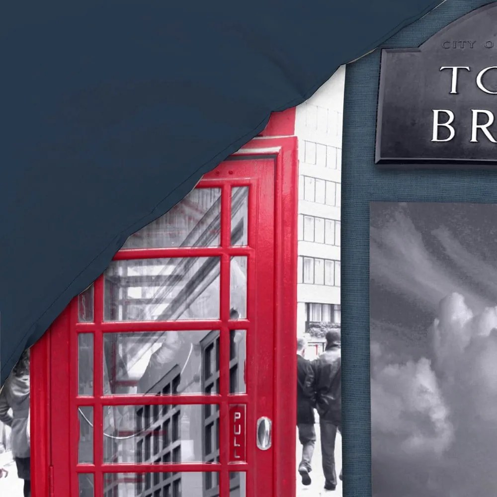 Tmavomodré bavlnené obliečky na jednolôžko 140x200 cm City London – douceur d'intérieur